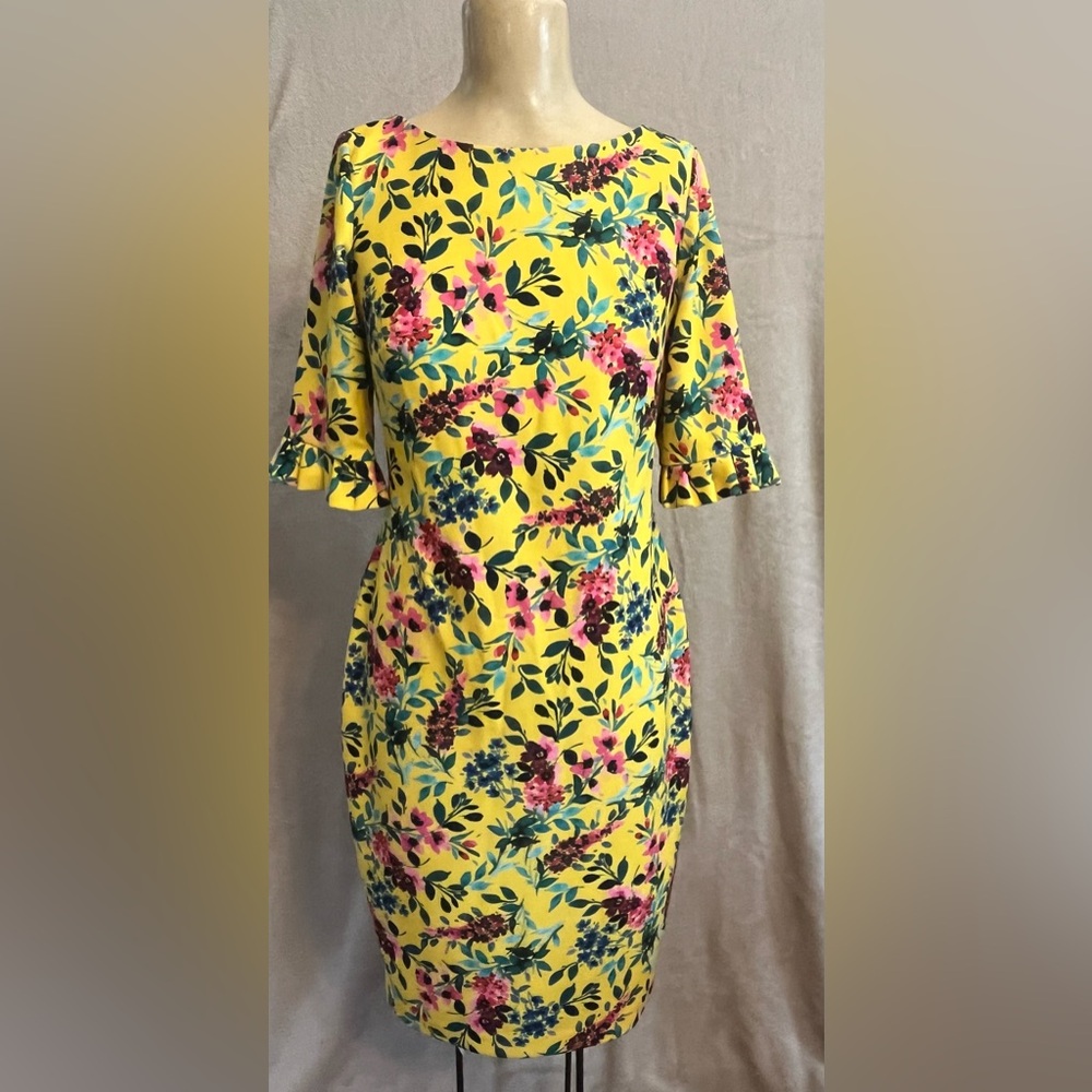 Calvin Klein Yellow Pink Floral Midi Sundress